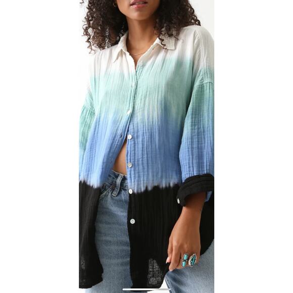 Electric & Rose Womens Oversized Sz XS Ombre Preppy Beachy Streetwear Vacation - Picture 1 of 11